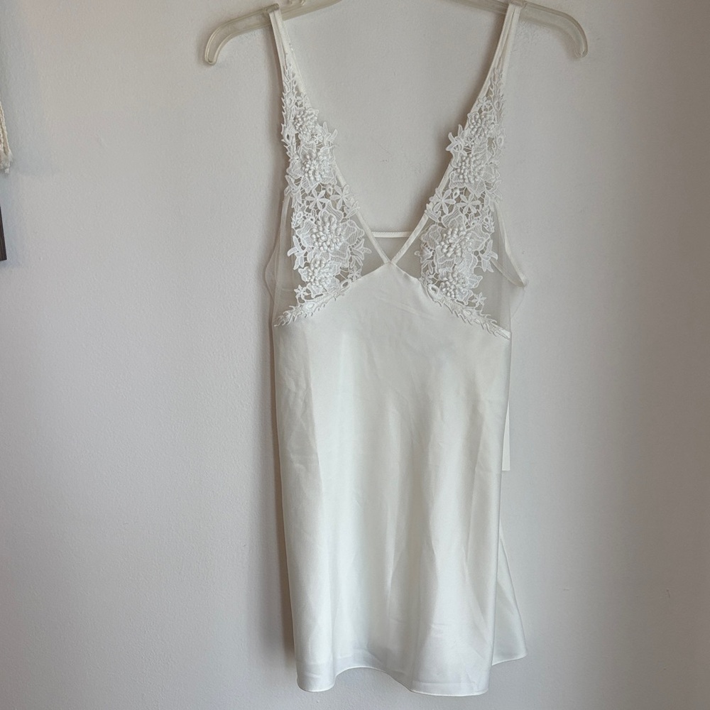 Rya collection bridal lingerie womens White Lace Trim Slip sexy honeymoon SM NWT